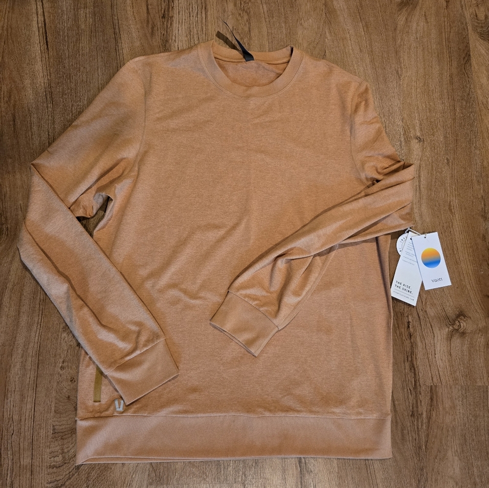 Vuori mens ponto performance crew long sleeve shirt, size large
